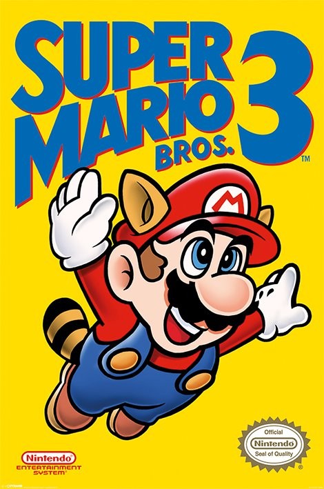 Plakát, Obraz - Super Mario Bros. 3 - NES Cover, 61x91.5 cm