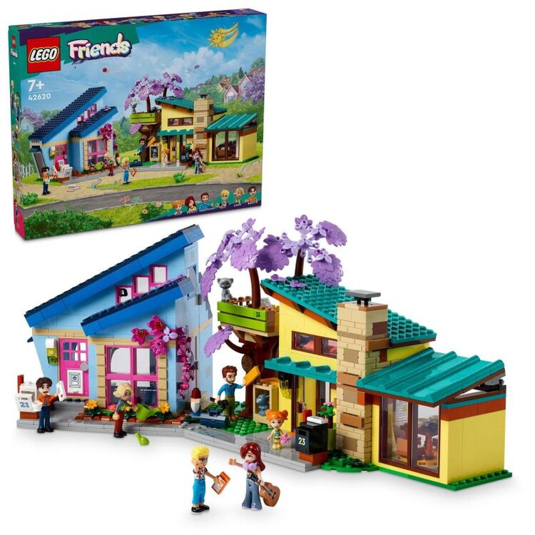 LEGO Friends - Rodinné domy Ollyho a Paisley 42620, 48 x 37,8 x 7 cm