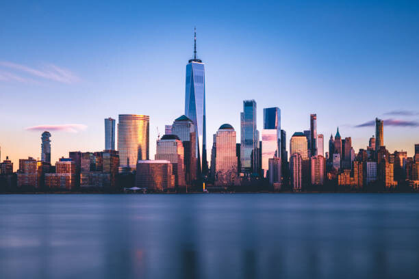 Plakát, Obraz - Freedom Tower and Lower Manhattan from New Jersey, cmart7327, 40 × 26.7 cm