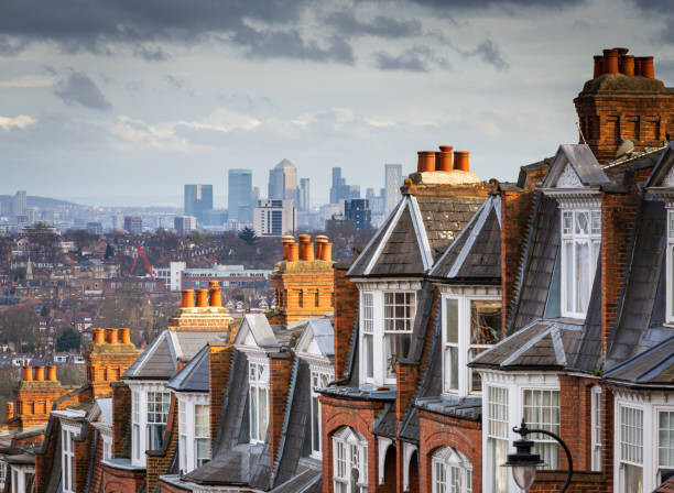 Plakát, Obraz - View across city of London from Muswell Hill, coldsnowstorm, 40 × 30 cm