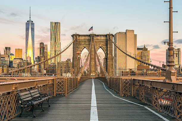 Levně Plakát, Obraz - Brooklyn Bridge and Lower Manhattan at, Onfokus, 40 × 26.7 cm
