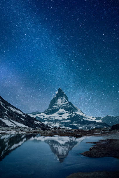 Umělecká fotografie Matterhorn - night, Viaframe, (26.7 x 40 cm)