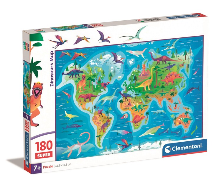 Levně Puzzle Dinosaurs Map, 180 ks