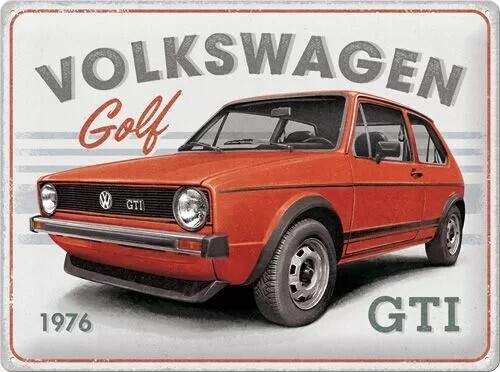 Levně Plechová cedule Volkswagen VW - Golf GTI 1976, 40 × 30 cm