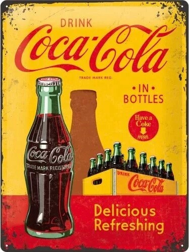 Targa Metallica Vintage Coca-Cola Con Pin-Up Anni '50 – Decorazione Retrò Per Parete, Cucina O Garage – Formato A4 (20x28 Cm)