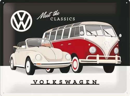 Metallschild Volkswagen VW - T1 & Beetle