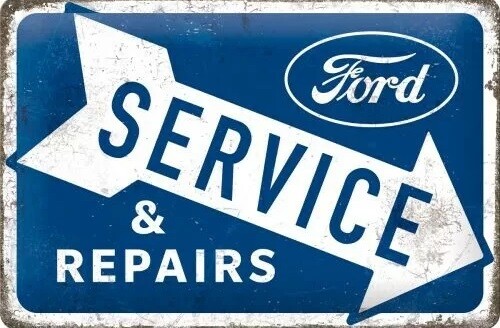 Plechová cedule Ford - Service & Repairs, 30x20 cm