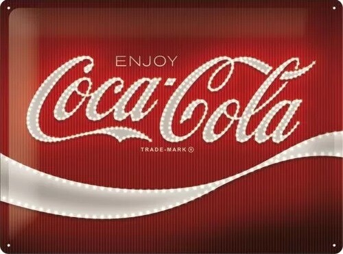 Plechová cedule Coca-Cola - Logo - Red Lights, 40x30 cm