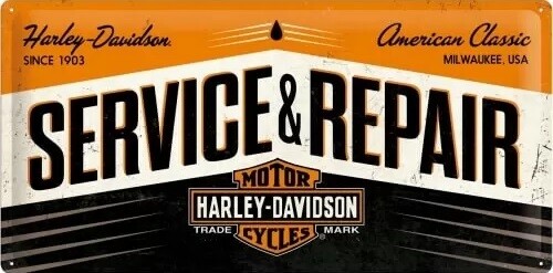 Plechová cedule Harley-Davidson - Service & Repair, 50 x 25 cm