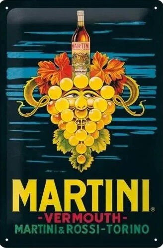Plechová cedule Martini Vermouth Grapes, 20 x 30 cm