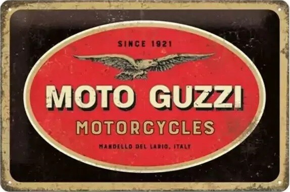 Plechová cedule Moto Guzzi Motorcycles, 30 × 20 cm