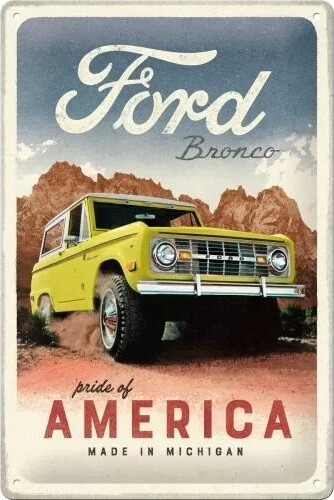 Levně Plechová cedule Ford - Bronco - Pride of America, 20 x 30 cm