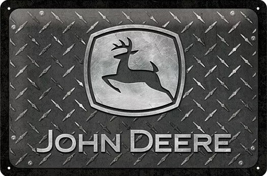 Metallschild John Deere Diamon Plate Black