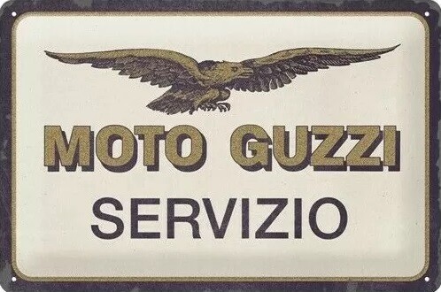 Plechová cedule Moto Guzzi Servizio, 30 × 20 cm