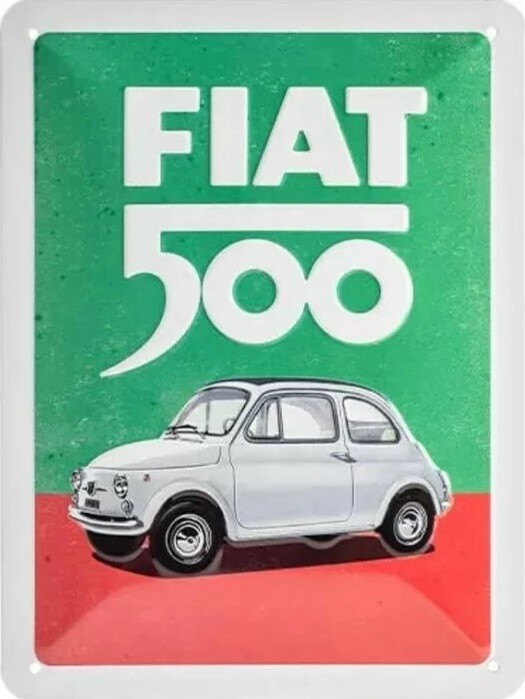 Metallskylt Fiat 500 Italian Colours