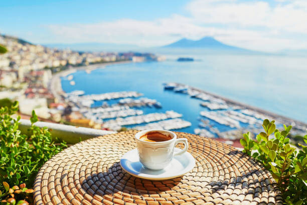 Levně Plakát, Obraz - Cup of coffee with view on, encrier, 40 × 26.7 cm