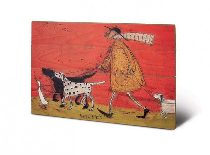Levně Dřevěný obraz Sam Toft - Walkies, 59 × 40 cm