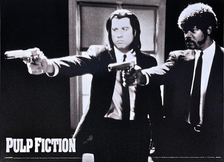 Plechová cedule Pulp Fiction - Black and White Guns, 40x30 cm