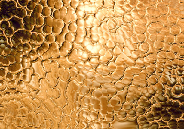 Ilustrace Gold Yellow Bubble Pattern Glittering Background, oxygen, 40x26.7 cm