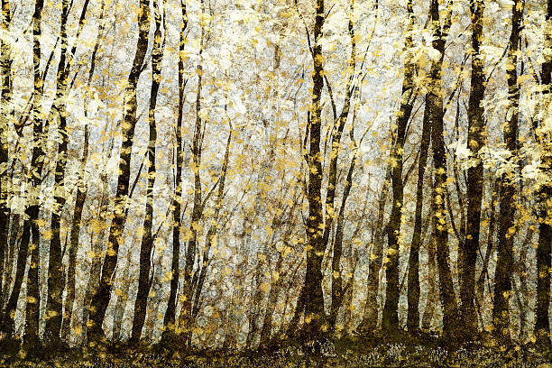 Ilustrace Forest filed with golden autumn leaves, Andrew Bret Wallis, 40x26.7 cm