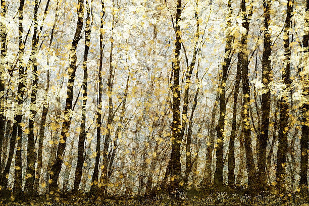 Ilustrace Forest filed with golden autumn leaves, Andrew Bret Wallis, 40 × 26.7 cm