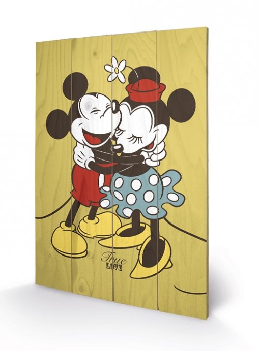 Bild auf Holz Micky & Minni Maus - True Love