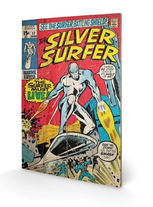 Bild auf Holz Silver Surfer - Must Live