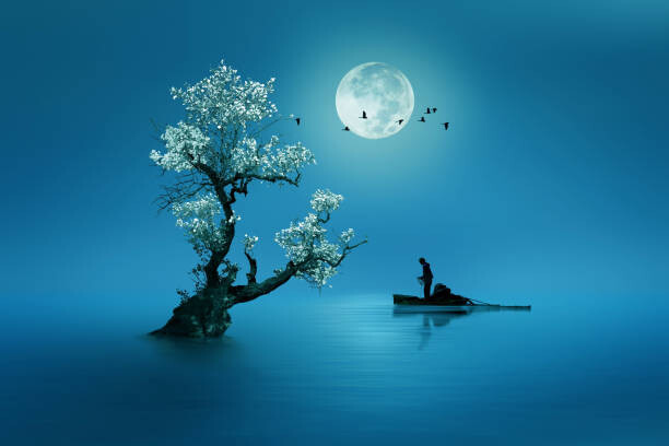 Ilustrace Moon shines beautifully on the dream, Muhammad Idrus Arsyad, 40x26.7 cm
