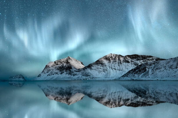 Fotografie Northern Lights, Haukland, Nordland, Norway, arnaudbertrande, 40x26.7 cm