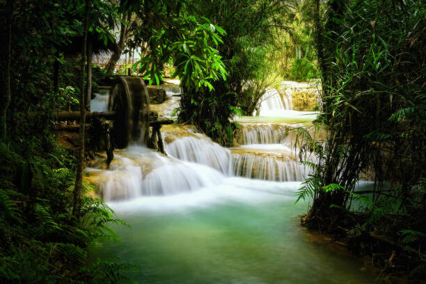 Fotografie Beautiful view of Deep forest waterfall landscape., Chanet Wichajutakul, 40x26.7 cm