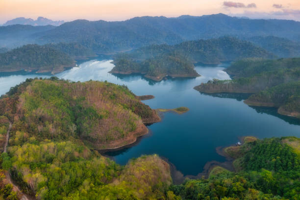 Fotografie Aerial view of Rajjaprapha dam Kao, Kanok Sulaiman, 40x26.7 cm
