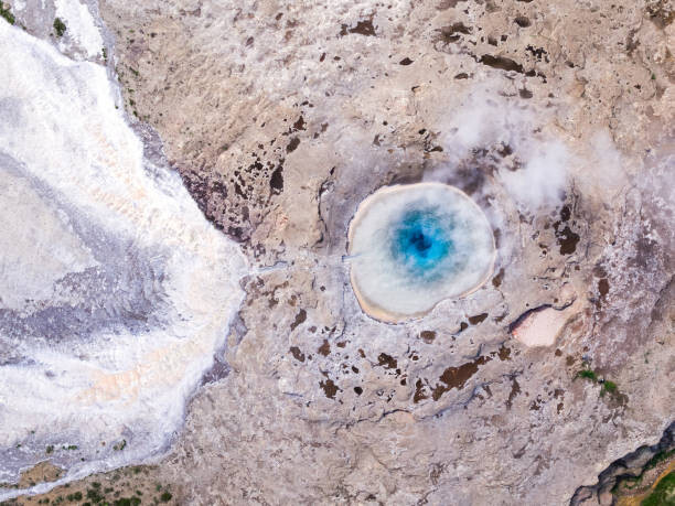 Fotografie Aerial overhead view of geyser, Geysir, Iceland, Matteo Colombo, 40x30 cm