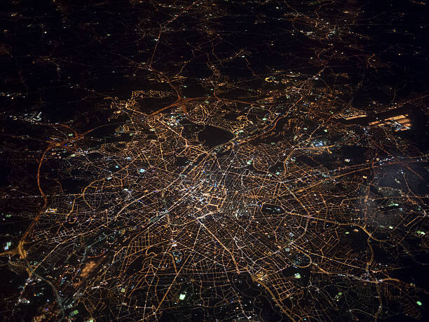 Fotografie Aerial view of Brussels at night, urbancow, 40x30 cm