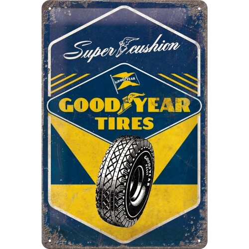 Plechová cedule Super Cushion - Good Year Tires, 20 x 30 cm