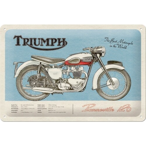Plechová cedule Triumph Bonneville, (20 x 30 cm)