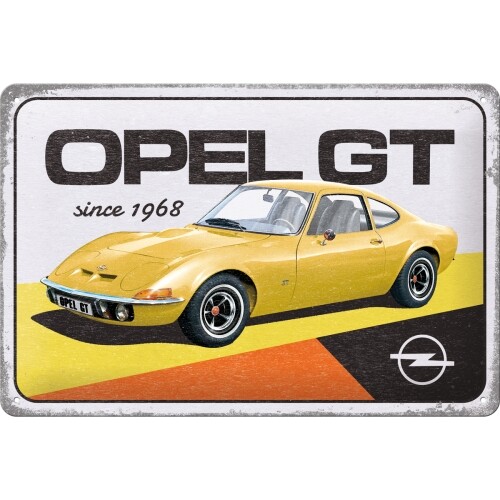 Plechová cedule Opel GT - since 1968, (20 x 30 cm)