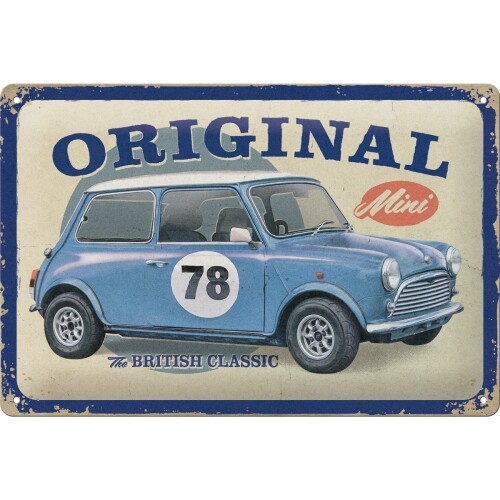 Plechová cedule Mini Cooper - The British Classic, (20 x 30 cm)