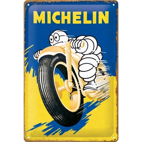 Plechová cedule Michelin - Motorcycle Bibendum, 20 x 30 cm