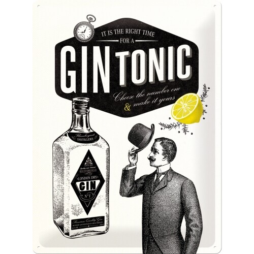 Plechová cedule Gin Tonic, 30 x 40 cm