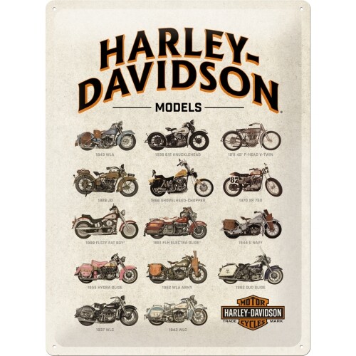 Plechová cedule Harley Davidson - Models, 30 x 40 cm