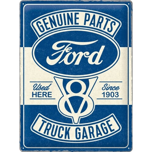 Plechová cedule Ford V8 - Truck Garage, (30 x 40 cm)