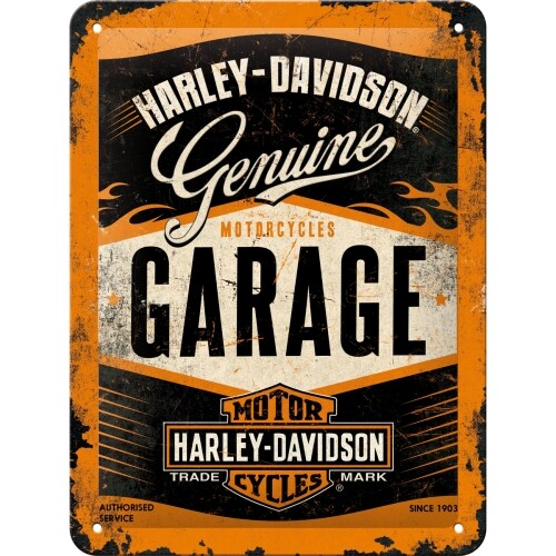 Plechová cedule Harley Davidson - Garage, (15 x 20 cm)