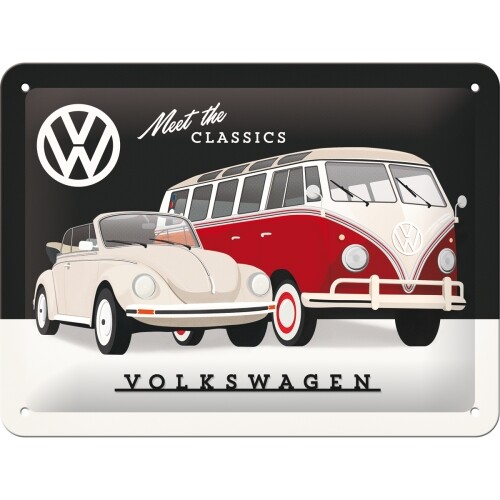 Plechová cedule Volkswagen VW - Mett the Classics, 20 x 15 cm