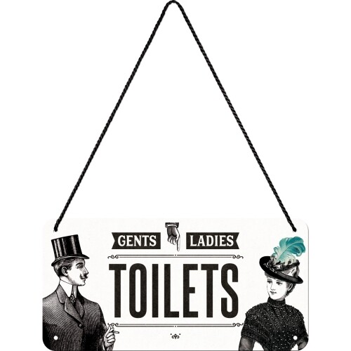 Levně Plechová cedule Gents and Ladies Toilets, 20 x 10 cm