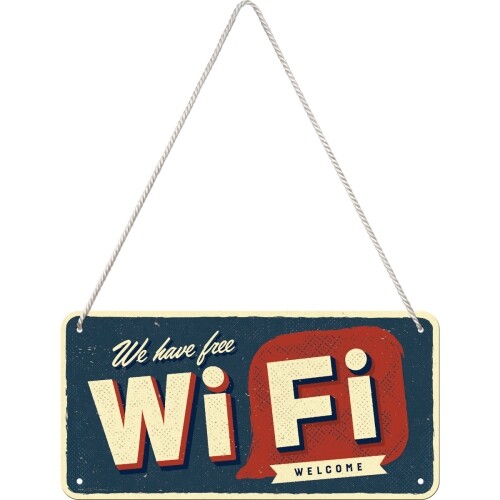Plechová cedule Free Wi-Fi, 20 x 10 cm