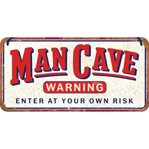 Plechová cedule Man Cave - Enter at Your Own risk, 20 x 10 cm
