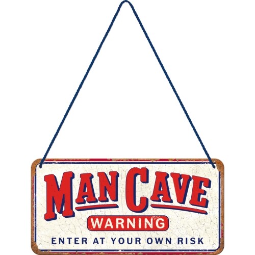 Plechová cedule Man Cave - Enter at Your Own risk, (20 x 10 cm)