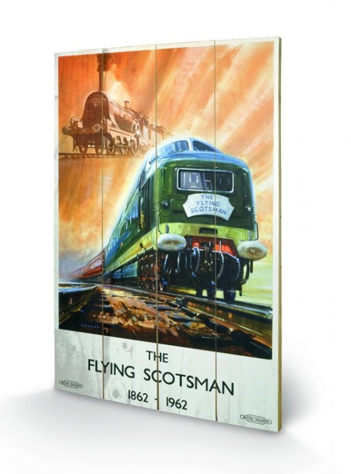 Bild auf Holz Dampflokomotive - The Flying Scotsman