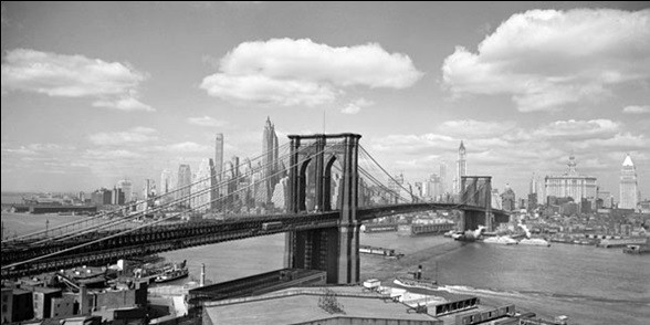 Umělecký tisk Brooklyn Bridge & City Skyline 1938