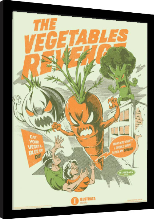Poster incorniciato Ilustrata - The Vegetables Revenge